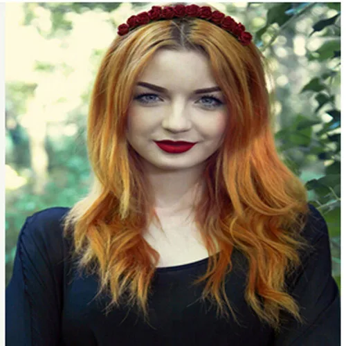 Miniatura 3 de Corona floral BOHO con diadema de rosas para el cabello (rojo oscuro)
