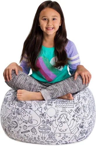 Miniatura 16 de Posh Stuffable - Sillón puff con almacenamiento para niños, contenedor de animales de peluche, organizador de juguetes de niños Lona rayas verde