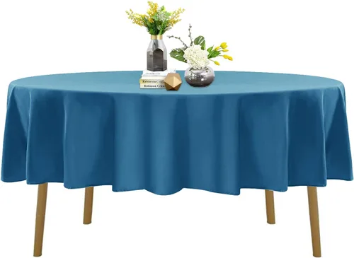 Miniatura 58 de Mantel de poliéster lavable de 90 pulgadas, resistente a las manchas y a las arrugas, mantel decorativo para mesa de comedor, fiestas de bufé y Negro