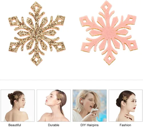 Miniatura 4 de EXCEART 30 parches de copo de nieve con brillantina para planchar en copos de nieve, horquillas para ropa, vestidos, plantas, sombreros, jeans