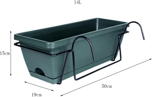 Miniatura 2 de Baoblaze Maceta de barandilla de balcón, maceta para ventana, maceta colgante, riel, maceta de cultivo de verduras, canasta para jardín, porche