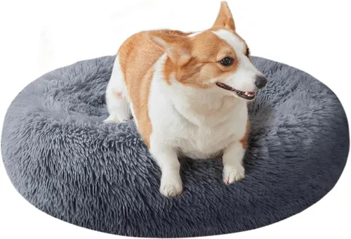 Miniatura 28 de Nisrada Cama para perros pequeños, medianos y grandes, 20 pulgadas, relajante, lavable, redonda, acogedora, suave, cama para mascotas para cachorros