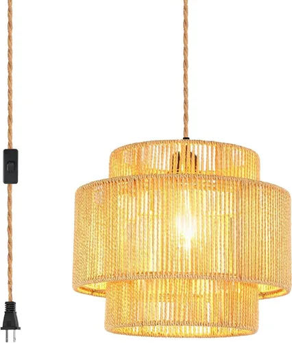 Miniatura 9 de Cable de luz colgante industrial de 15 pies - Accesorio de luz colgante enchufable, Cable de lámpara colgante estilo granja de 15 pies