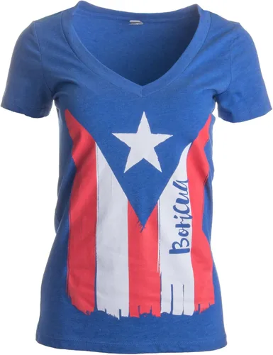 Miniatura 4 de BORICUA Playera cuello en V PR Puerto Rican Pride, bandera nuyoricana