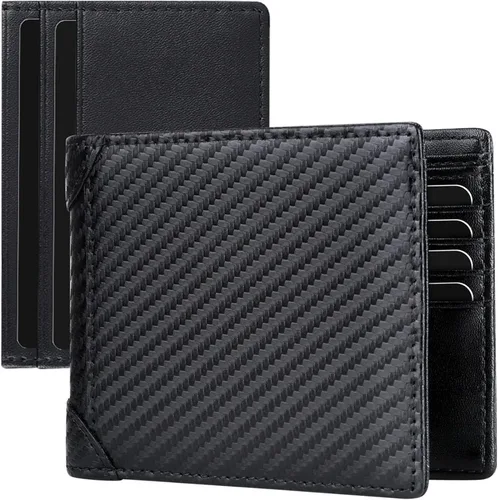 Miniatura 23 de Swallowmall Cartera de piel con bloqueo Rfid para hombre, billetera plegable con tarjeta extraíble, 2 ventanas para identificación, 10 ranuras