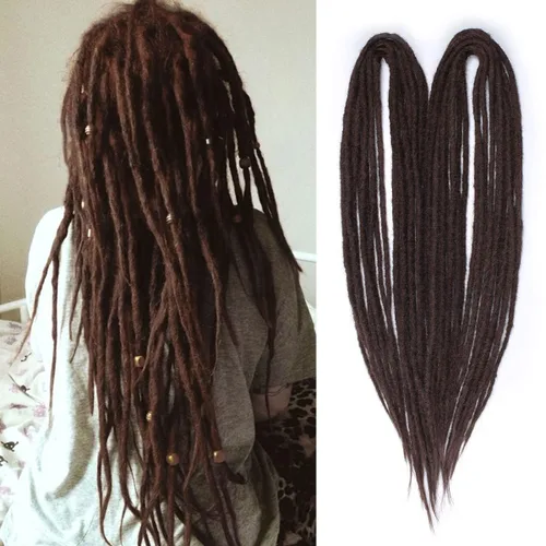 Miniatura 13 de Kraler Extensiones de Rastas Azules de Doble Extremo de 18 Pulgadas, 20 Hebras Sintéticas DE Extensiones de Rastas Hechas a Mano, Estilo de Rastas