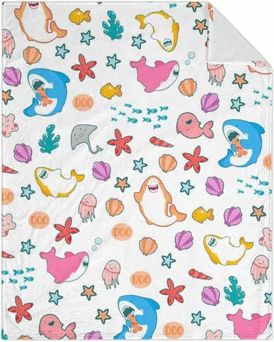 Miniatura 9 de Manta de tiburón para niñas, tamaño de regazo de 30 x 40 pulgadas, manta de felpa suave y peluda para regalo, manta blanca bonita para cama, sofá
