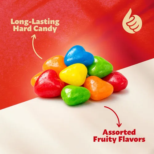 Miniatura 4 de Mini Candy Hearts Bolsa de 1 libra Caramelo duro de sabores de frutas surtidos Corazones de arcoíris para bufés de dulces, aperitivos