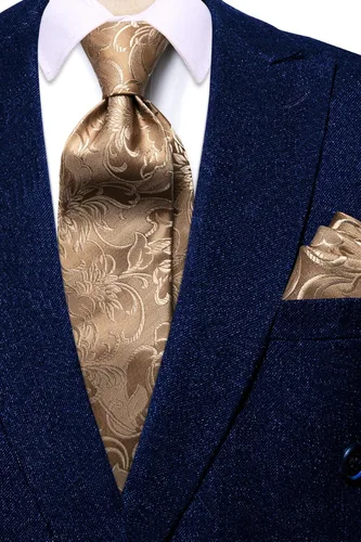 Miniatura 7 de Hi-Tie Mens Silk Paisley Necktie and Pocket Square Cufflinks Set for Wedding Business