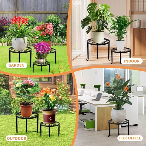 Miniatura 7 de Paquete de 6 Soportes Metálicos para Plantas, Soportes de Servicio Pesado para Macetas de Múltiples Plantas, Estante Anticorrosión para Macetas