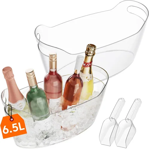 Lifewit Cubo de Hielo de 6.5L para Fiestas 2 Piezas (en 1 Paquete), Cubo Portátil para Bebidas para Bar de Cócteles, Enfriador de Champán de