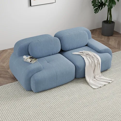 Miniatura 74 de Sofá modular sin hueso de 117 pulgadas, sofá modular en forma de L para sala de estar, sofá comprimido con asiento profundo, sofá nube de pana