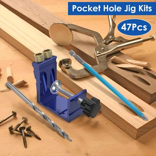 Miniatura 5 de Kit de herramientas de plantilla de agujero de bolsillo, localizador de punzón ajustable, kit de guía de taladro de ángulo de 15 grados