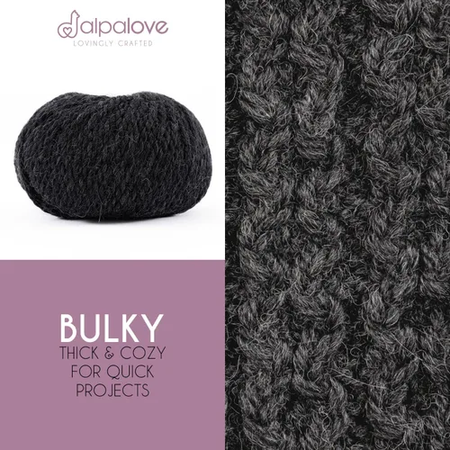 Miniatura 2 de Set de Lana Abultada (6 x 50 g) Súper Suave de Alpaca Bebé para Tejer Antracita 300 Metros