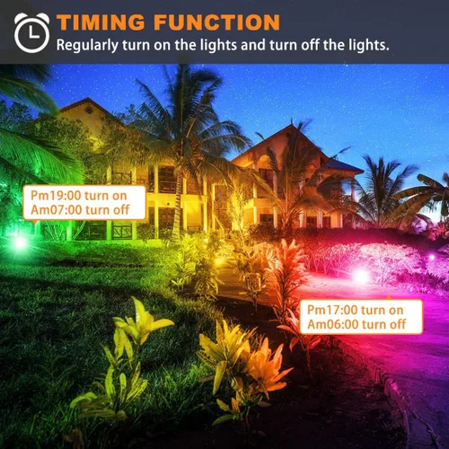 Miniatura 4 de Luz de inundación LED para exteriores, equivalente a 800 W, 8000 lúmenes, luz de paisaje RGB controlada por BRmesh aplicación, sin control remoto