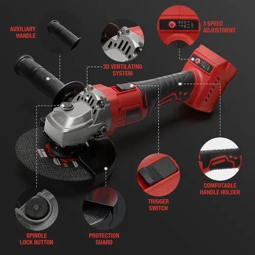 Miniatura 7 de Amoladora angular inalámbrica para batería Milwaukee M18 de 18 V, sin escobillas, amoladora inalámbrica de 4 1/2 pulgadas, velocidad variable