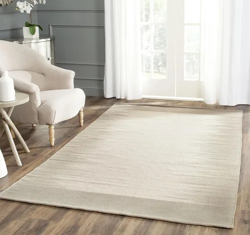 Miniatura 7 de SAFAVIEH Kilim Collection - Alfombra decorativa de 4 x 6 pies, color beige y verde claro, hecha a mano, lana de tejido plano, ideal para zonas