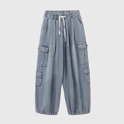Miniatura 6 de Pantalones de mezclilla holgados para mujer, pantalones cargo grunge Y2K Emo Demin, ropa gótica de paracaídas, pantalones deportivos vintage