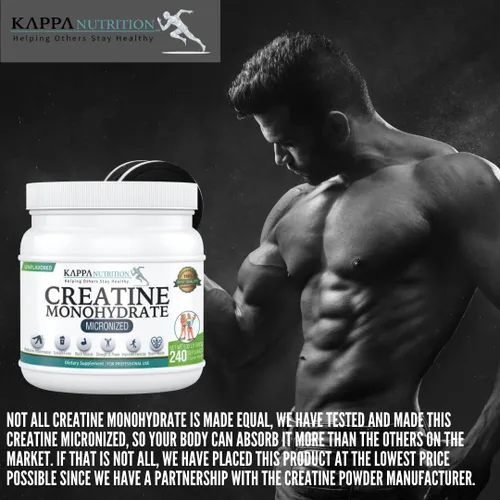 Miniatura 3 de Kappa Nutrition Monohidrato de creatina en polvo, fórmula de aminoácidos puros, apoya la fuerza muscular, la energía celular y el enfoque mental*
