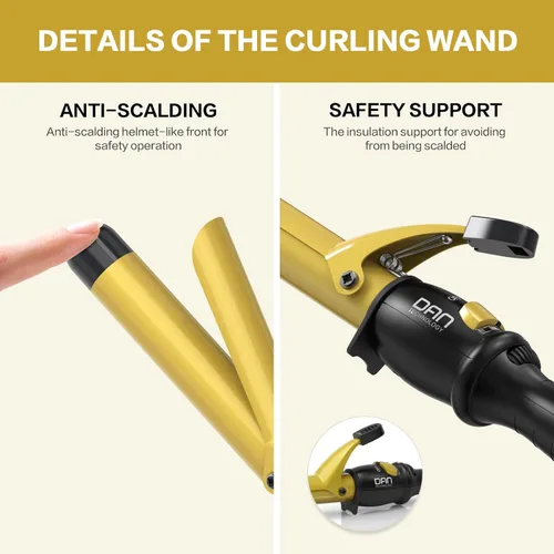 Miniatura 4 de DAN Technology Varita rizadora de 1 pulgada para ondas naturales suaves, rizador de pelo de cerámica turmalina con temperatura ajustable de 180 °F a