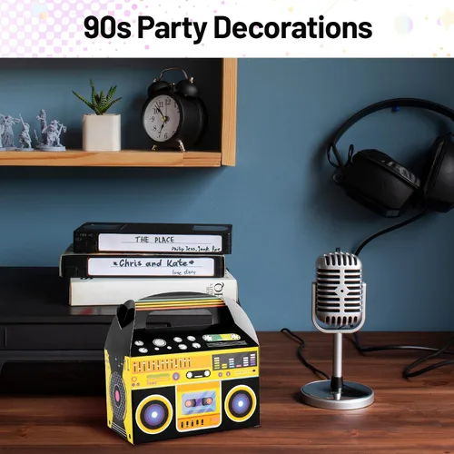 Miniatura 5 de 12 piezas de decoraciones de fiesta de hip hop, decoraciones de fiesta de los años 80 y 90, cajas de recuerdo novedosas, caja de regalo de radio