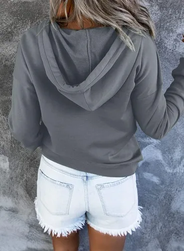 Miniatura 2 de Dokotoo - Sudadera para mujer 2025 con capucha, botones en el cuello y cordón, estilo sin botones, informal, de manga larga