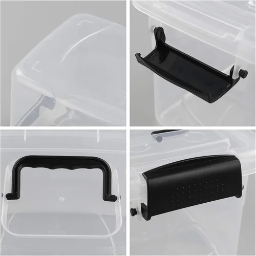 Miniatura 5 de Contenedor de almacenamiento transparente de 5 cuartos de galón, contenedor de caja con pestillo con mango negro, 6 paquetes