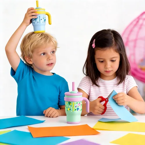 Miniatura 6 de KXIAOCHEN Vaso para niños de 14 onzas con asa para evitar derrames, vaso aislado reutilizable de acero inoxidable para niños pequeños, mantiene