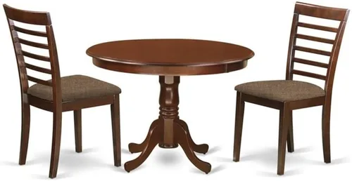 Miniatura 11 de East West Furniture HLML5-MAH-LC - Juego de mesa de comedor de 5 piezas para 4 personas, incluye una mesa de cocina redonda con pedestal y 4 sillas