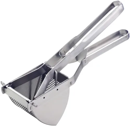 Miniatura 8 de Acero inoxidable Patata Ricer Exprimidor de Frutas Grande Exprimidor Triángulo Masher Hand Ricer Masher Herramienta de Cocina Rojo