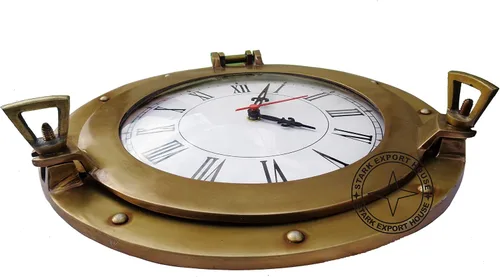 Miniatura 5 de Reloj de navegación náutico de 20 pulgadas, diseño de buey de buey de latón antiguo, decoración de pared, mejor para regalo