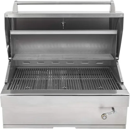 Miniatura 4 de Turbo Charcoal - Parrilla de barbacoa de acero inoxidable integrada de 32 pulgadas con bandeja de carbón