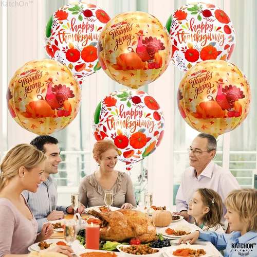 Miniatura 4 de KatchOn, Globos de Feliz Acción de Gracias, grandes de 22 pulgadas, paquete de 6, globos de aluminio de agradecimiento para decoraciones de otoño