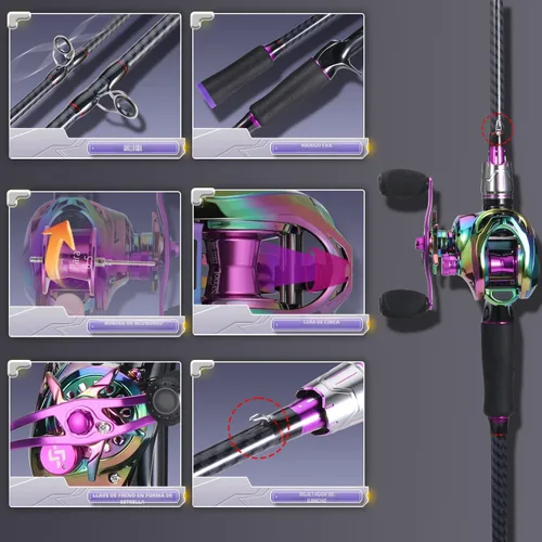 Miniatura 4 de Sougayilang Baitcasting - Combos de pesca de fibra de carbono y vidrio, 2 cañas de pescar con carrete de fundición, 6 pies 0 pulgadas