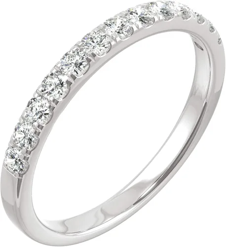 Miniatura 2 de Alianza de boda redonda Forever One de oro blanco de 14 quilates, 0.29 quilates DEW por Charles & Colvard