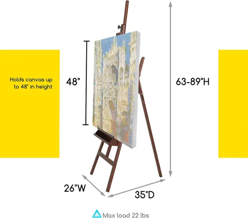 Miniatura 2 de MEEDEN Caballete Grande para Pintores Ajustable de Madera de Haya Sólida para Artistas, Caballete de Estudio para Adultos con Soporte para Pinceles