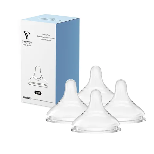 yanyoyo Pezón de biberón de silicona, pezones anticólicos para bebé, sensación natural, S, 1 mes + , 4 unidades