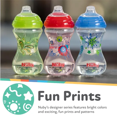 Miniatura 5 de Nuby Paquete de 3 caño suave "Pinpoint" sin derrames Clik-It, niño, 10 onzas