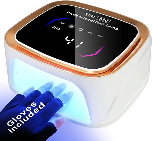 Miniatura 13 de LIMEGIRL Kit de Lámpara de Uñas LED UV para Esmalte en Gel Profesional Conjunto de Luz Secadora de Curado Rápido Rosa con 4 Temporizadores y Guantes