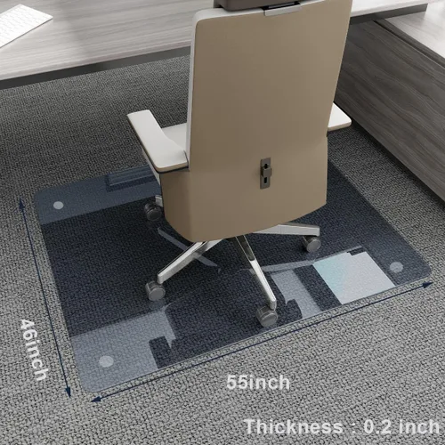 Miniatura 4 de Easly Tapete para silla de 46" x 55" para alfombra - Tapete para silla de oficina - Tapete de piso de vidrio templado para hogar/oficina/alfombra