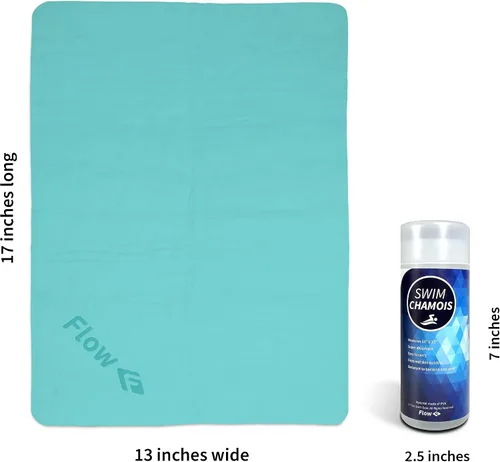 Miniatura 3 de Flow Swim Chamois - Toalla de secado rápido para natación, buceo, triatlones y otros deportes acuáticos (aguamarina)