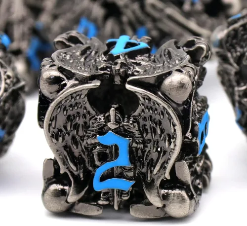 Miniatura 7 de Dados DND, juego de dados de metal D&D Dungeons and Dragons, juego de dados huecos poliédricos, dados para juegos de rol, dados D y D