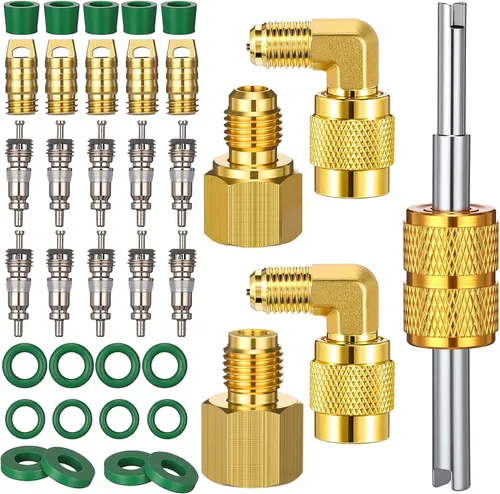 Miniatura 8 de Kit de adaptador R410a de 35 piezas de mini adaptador split 45° 90° manguera de refrigerante, 5/16 pulgadas hembra 1/4 pulgadas macho, 1/2 pulgadas