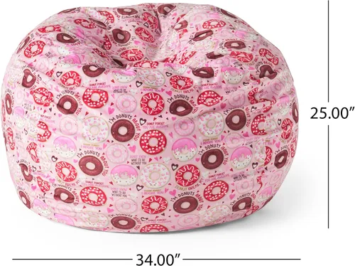 Miniatura 2 de Puff Puff - Puf redondeado de 3 pies, estampado de rosquillas rosadas