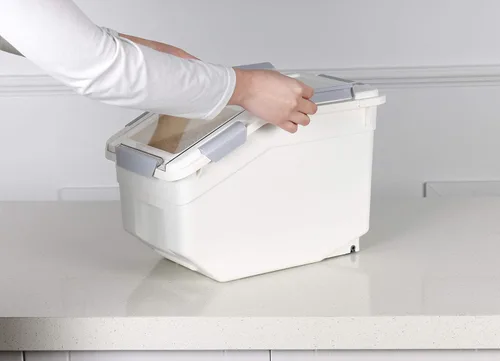 Miniatura 9 de EonTone - Paquete de 4 contenedores de almacenamiento de ingredientes (25 L paquete de 2) (15 L paquete de 2) con ruedas y tapa con traba sellada PP