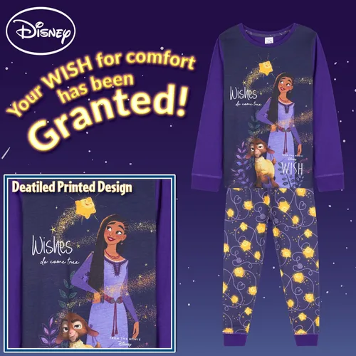 Miniatura 5 de Disney Wish - Pijama largo de 2 piezas para niñas, cómodo y transpirable, para descansar, regalos para niñas