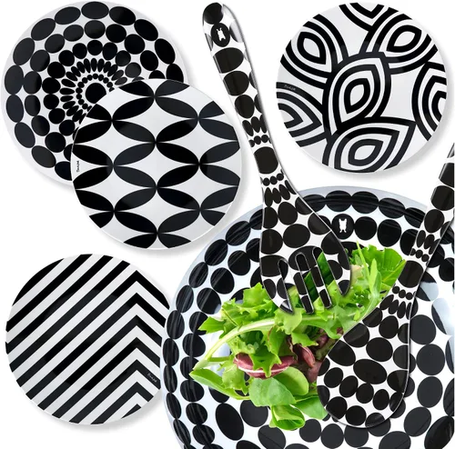 Miniatura 24 de French Bull Juego de 4 platos – Juego de 4 platos de ensalada de melamina de 9 pulgadas – Vajilla de melamina para interiores y exteriores – Foli