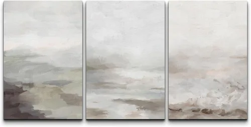 Miniatura 178 de NWT Juego de Arte de Pared de Lienzo Enmarcado Bosque Blanco y Negro Reflejo de Lago Paisaje Naturaleza Vida Silvestre Arte de Fotografía Rústico