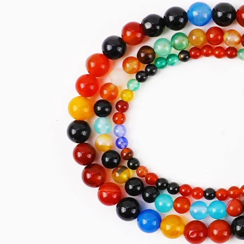 98 cuentas de piedra natural coloridas para la fabricación de joyas, cuentas redondas de ágata de piedras preciosas sueltas para pulseras, collares,