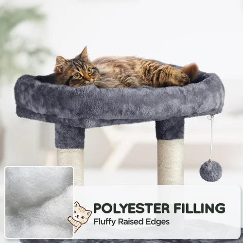 Miniatura 6 de Topeakmart Árbol para gatos de 63 pulgadas, mueble grande de torre para gatos con condominio para gatos, plataforma acolchada y poste rascador